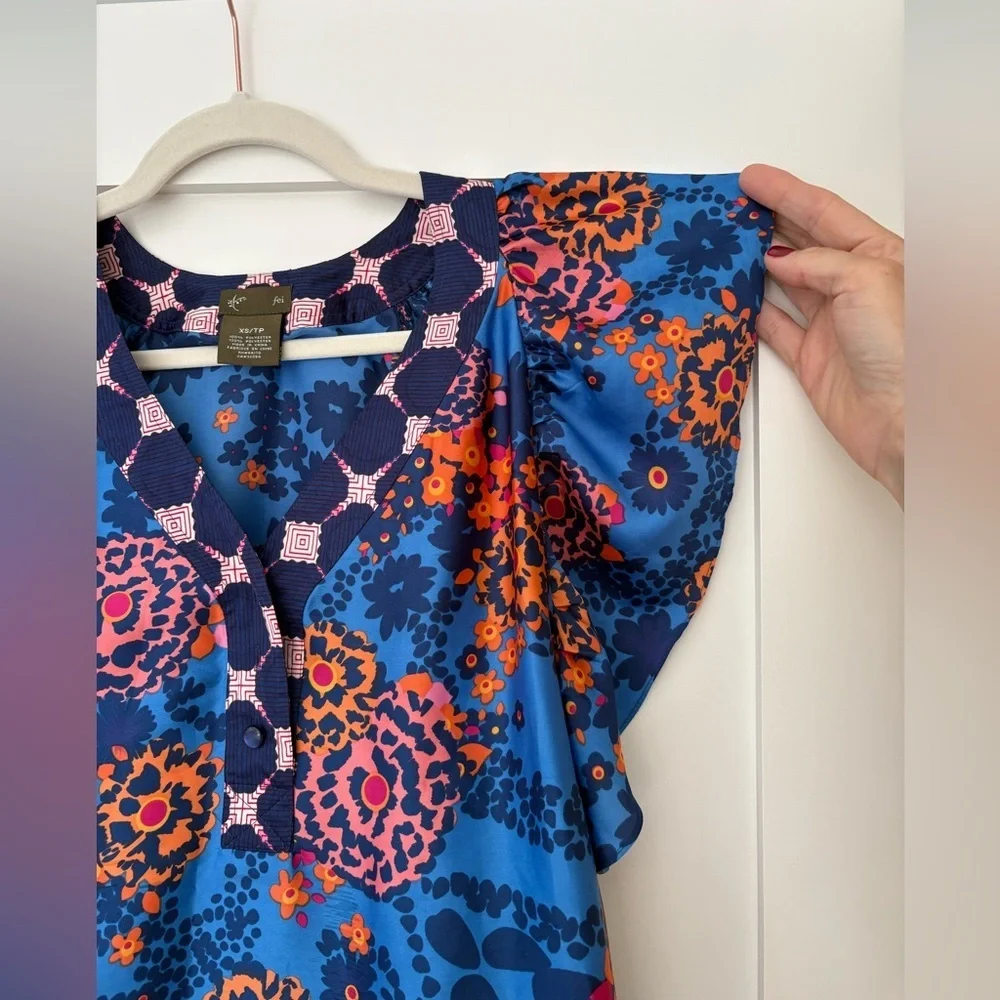 Anthropologie Fei Vibrant Floral Blouse Sz XS - Picture 5 of 7